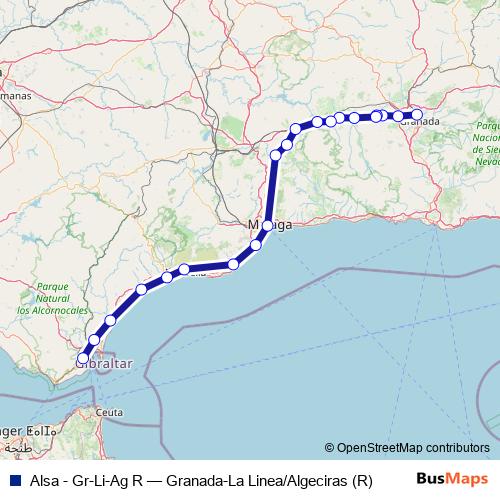 Alsa - Gr-Li-Ag R bus Line Map