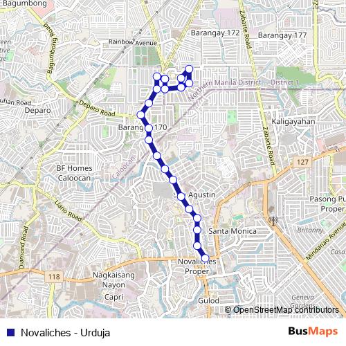 Novaliches - Urduja bus Line Map