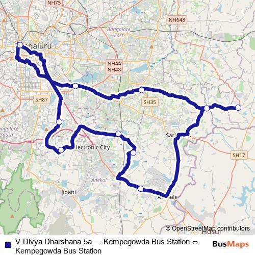V-Divya Dharshana-5a bus Line Map