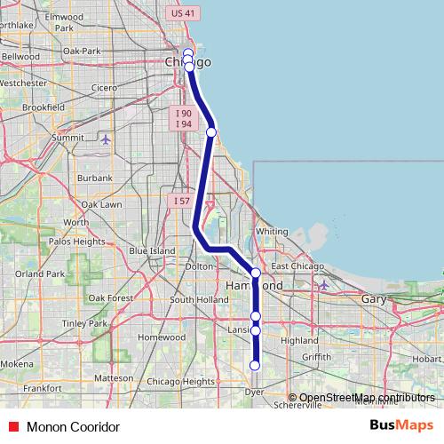 Monon Cooridor rail Line Map