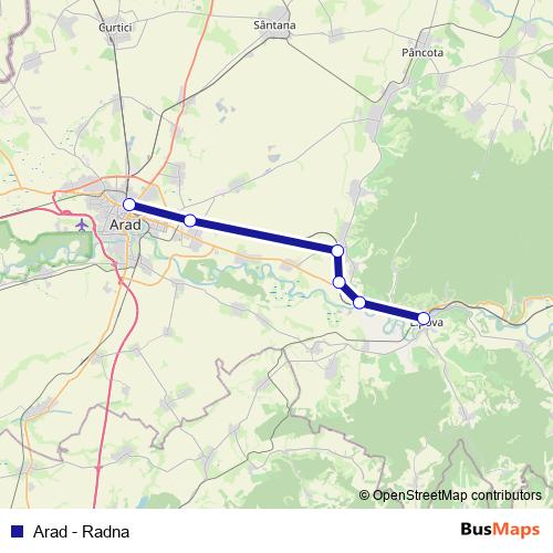 Arad - Radna rail Line Map