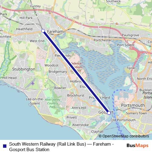 South Western Railway (Rail Link Bus) bus Line Map