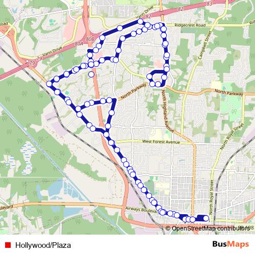 Hollywood/Plaza bus Line Map