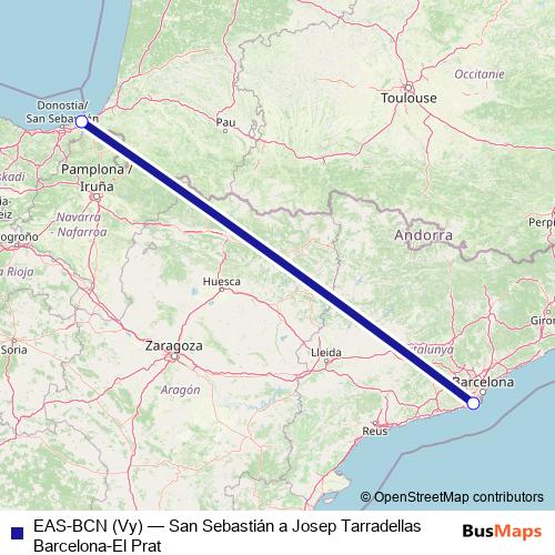 EAS-BCN (Vy) air Line Map