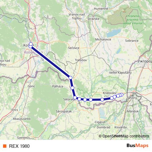 REX 1980 rail Line Map