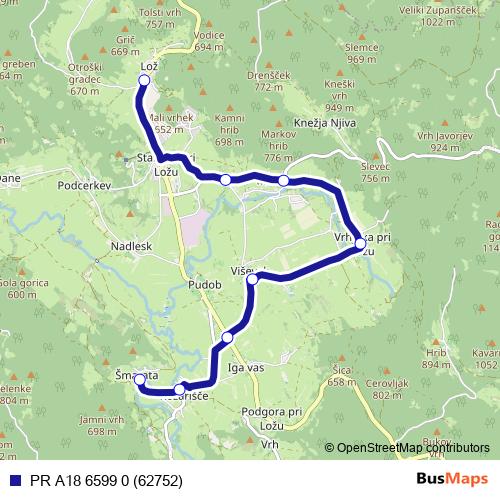 PR A18 6599 0 (62752) bus Line Map