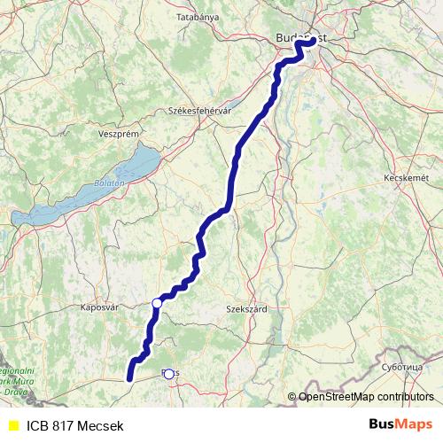 ICB 817 Mecsek bus Line Map