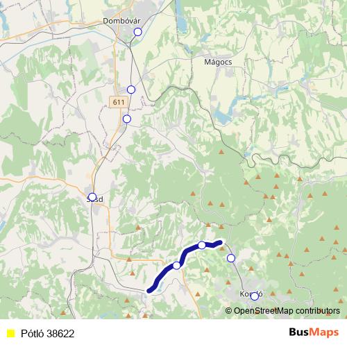 Pótló 38622 bus Line Map