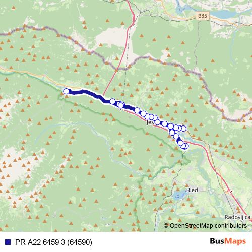 PR A22 6459 3 (64590) bus Line Map