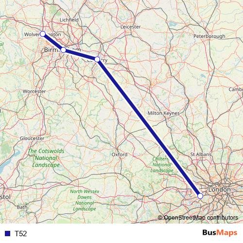 T52 bus Line Map