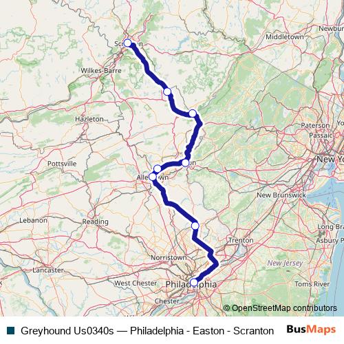Greyhound Us0340s bus Line Map