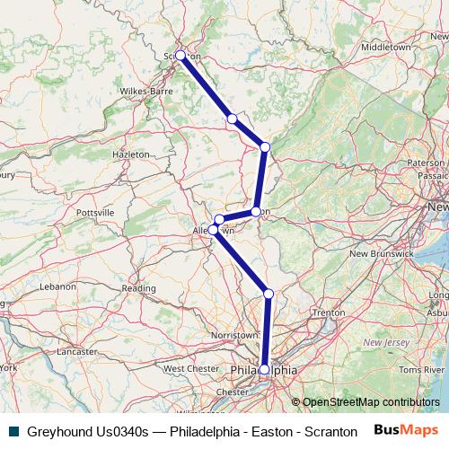 Greyhound Us0340s bus Line Map