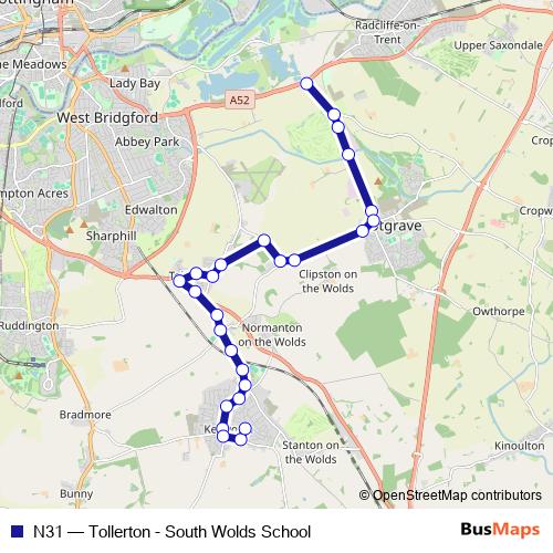 N31 bus Line Map