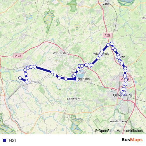 N31 bus Line Map