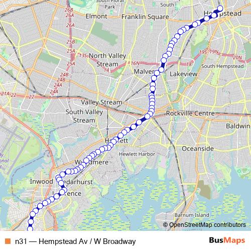 n31 bus Line Map