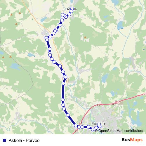 Askola - Porvoo bus Line Map
