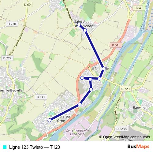 Ligne 123 Twisto bus Line Map