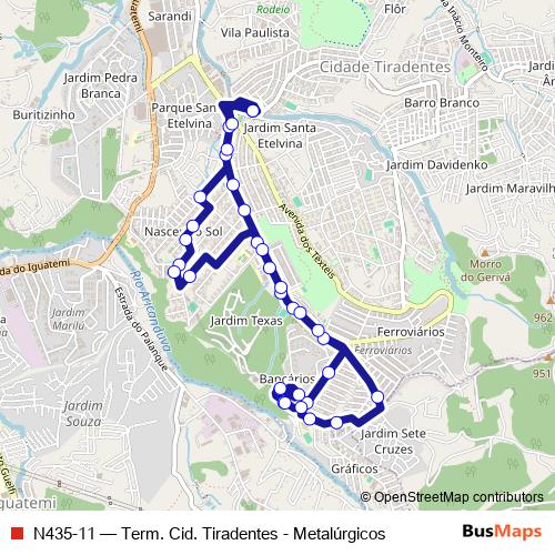 N435-11 bus Line Map