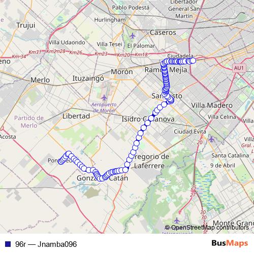 96r bus Line Map