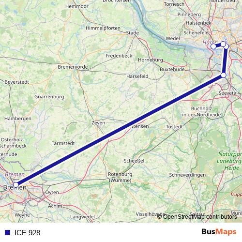 ICE 928 rail Line Map