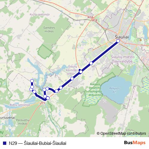 N29 bus Line Map