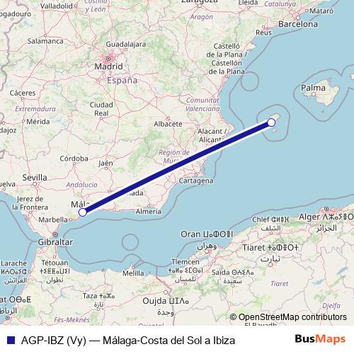 AGP-IBZ (Vy) air Line Map