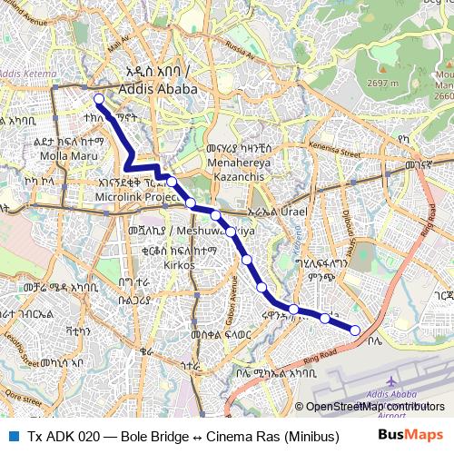 Tx ADK 020 bus Line Map