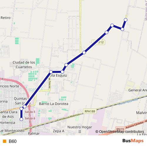 B60 bus Line Map