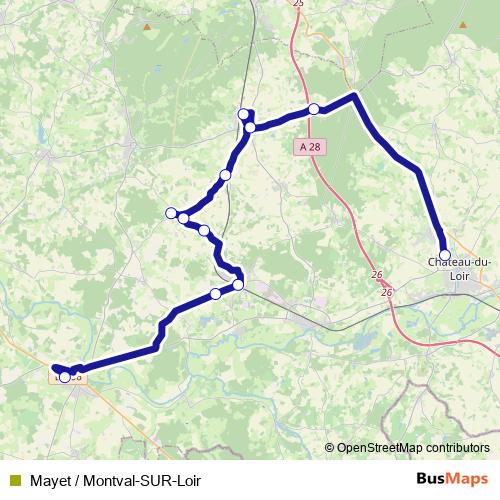 Mayet / Montval-SUR-Loir bus Line Map