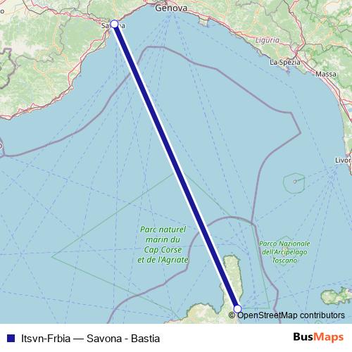 Itsvn-Frbia ferry Line Map