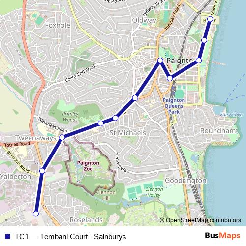 TC1 bus Line Map