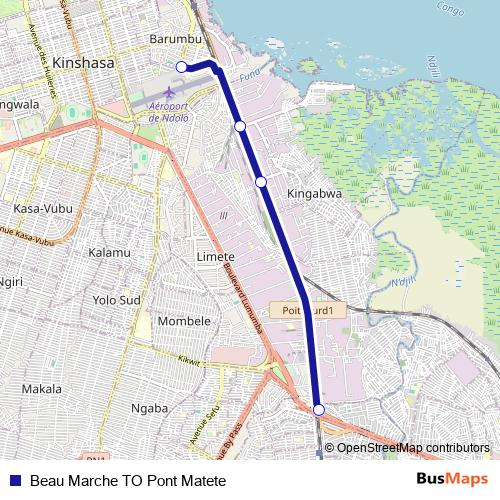 Beau Marche TO Pont Matete bus Line Map