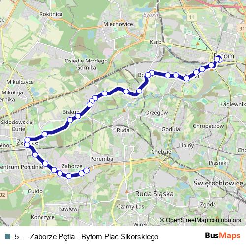5 tram Line Map