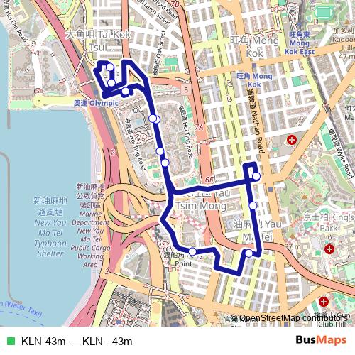 KLN-43m bus Line Map