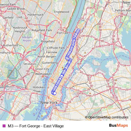M3 bus Line Map