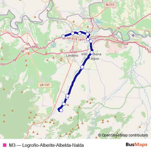 M3 bus Line Map