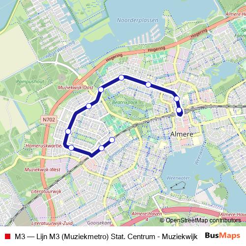 M3 bus Line Map