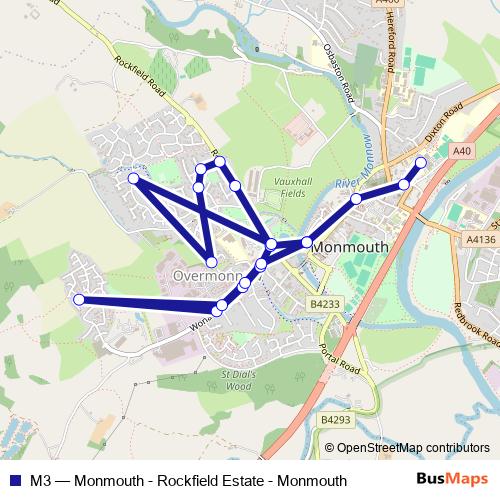 M3 bus Line Map