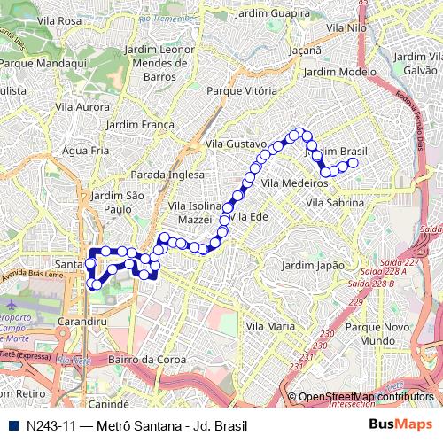 N243-11 bus Line Map