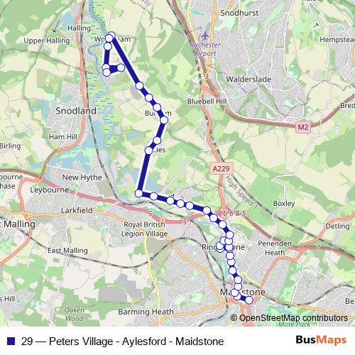 29 bus Line Map