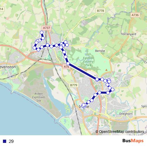 29 bus Line Map