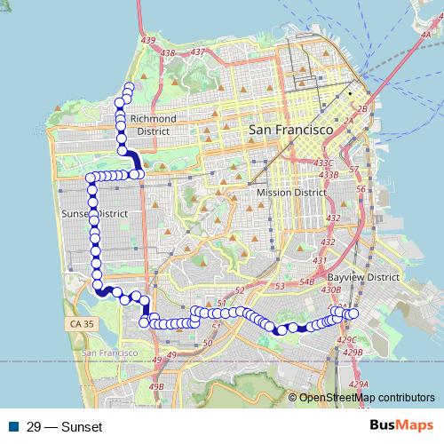 29 bus Line Map