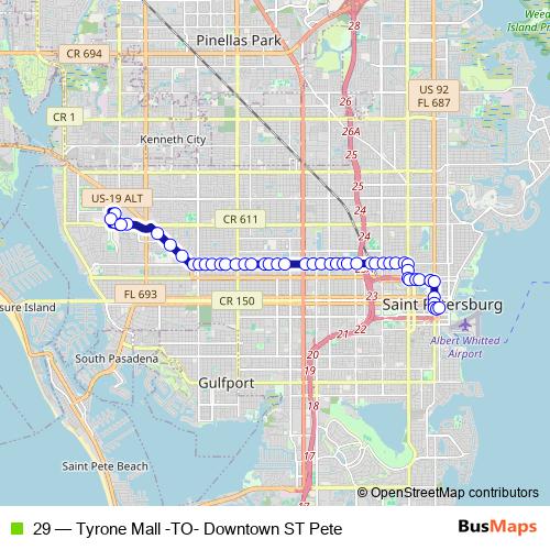 29 bus Line Map