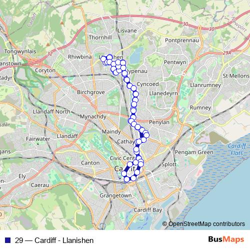 29 bus Line Map