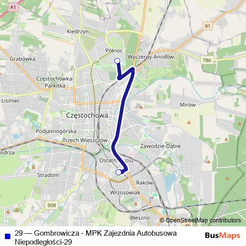 29 bus Line Map