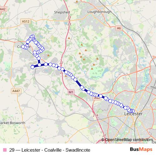 29 bus Line Map