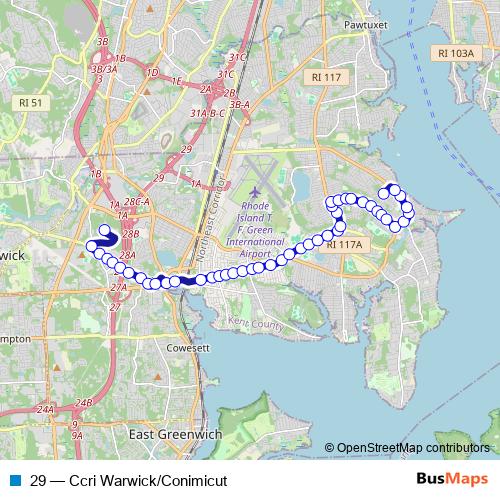 29 bus Line Map