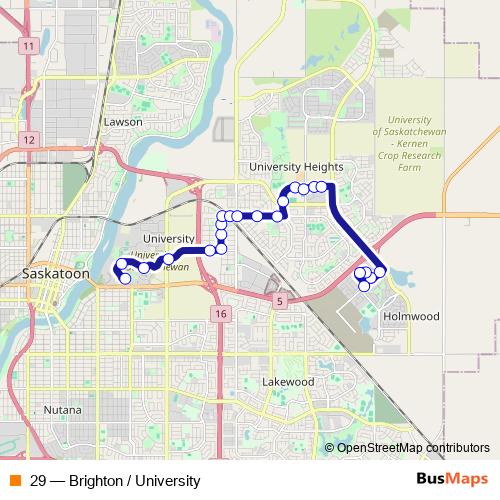 29 bus Line Map