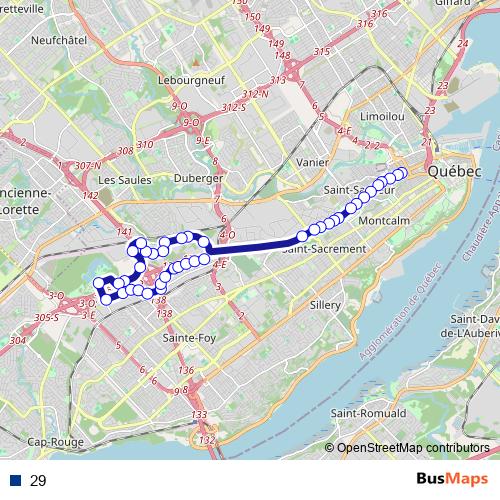 29 bus Line Map