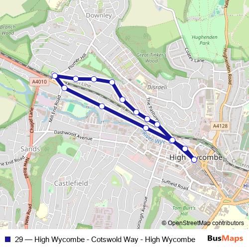 29 bus Line Map